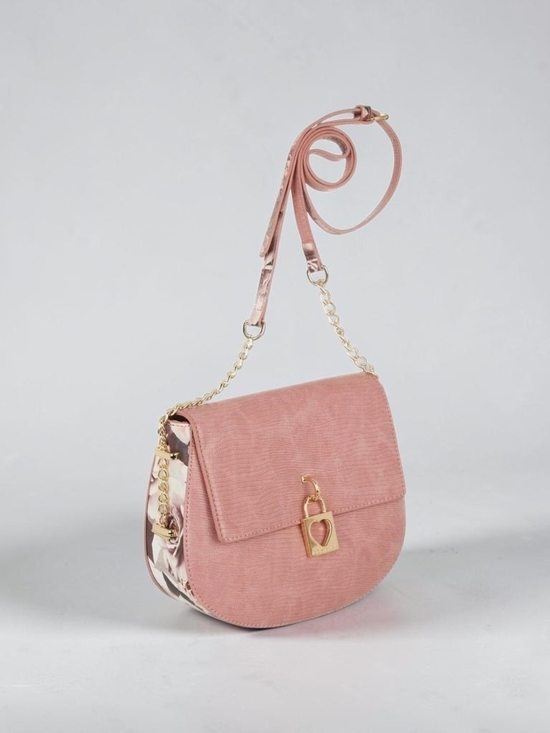 Betsey Johnson Handbags - 💕 Betsey Johnson Pink Croc Embossed Heart Lock Crossbody Saddle Bag